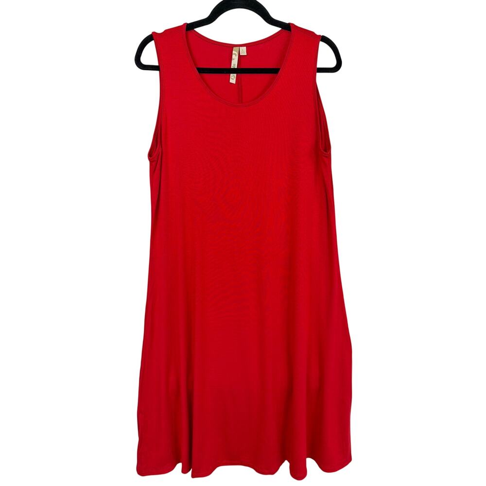 Comfy USA Red Sleeveless Scoop Neck Maxi Dress or Long Tank Large